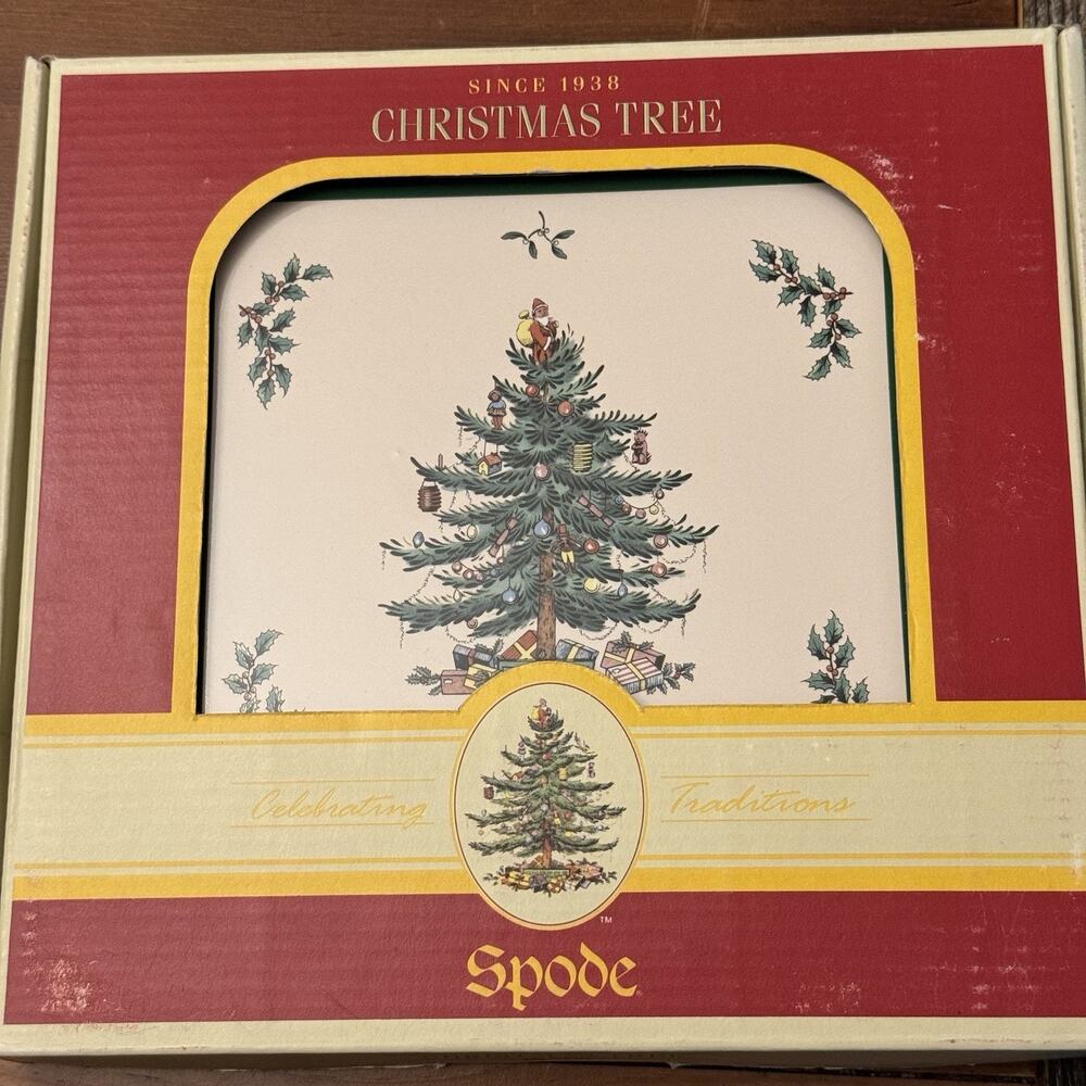 Spode Christmas Tree Wooden Trivet 8”X‎ 8” Made In Thailand New In Box